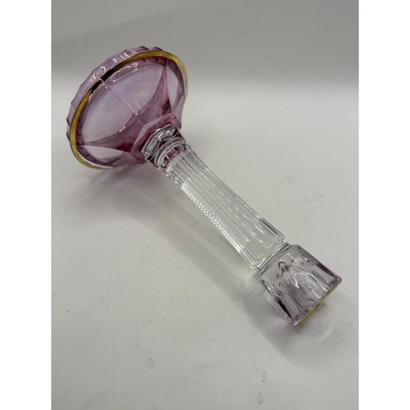 SC Line 24% Lead Crystal Amethyst & Clear Candlestick – Made in Italy – 8.5” - Picture 6 of 6